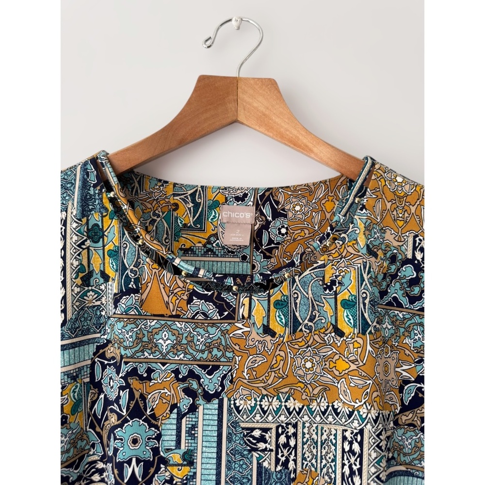 Chico's Women's Multicolor Patchwork Print Beaded… - image 5